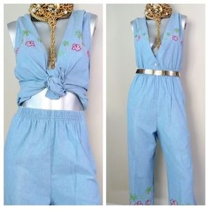 VinTage "COASTAL CHIC" 90S Relaxed Jean Two-Piece Lagenlook Coquette PantSuit